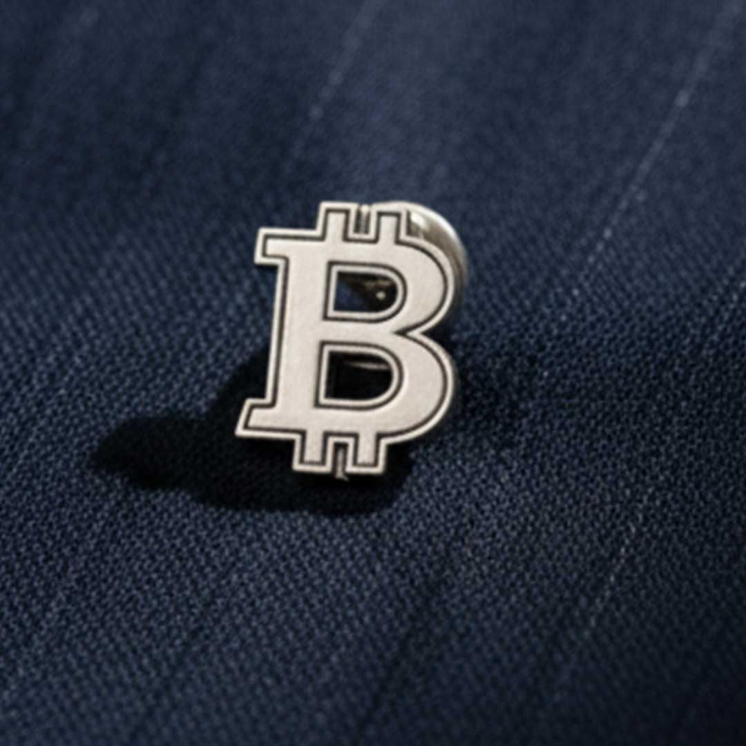 Bitcoin Anstecker Silber - Handarbeit vom Schmied