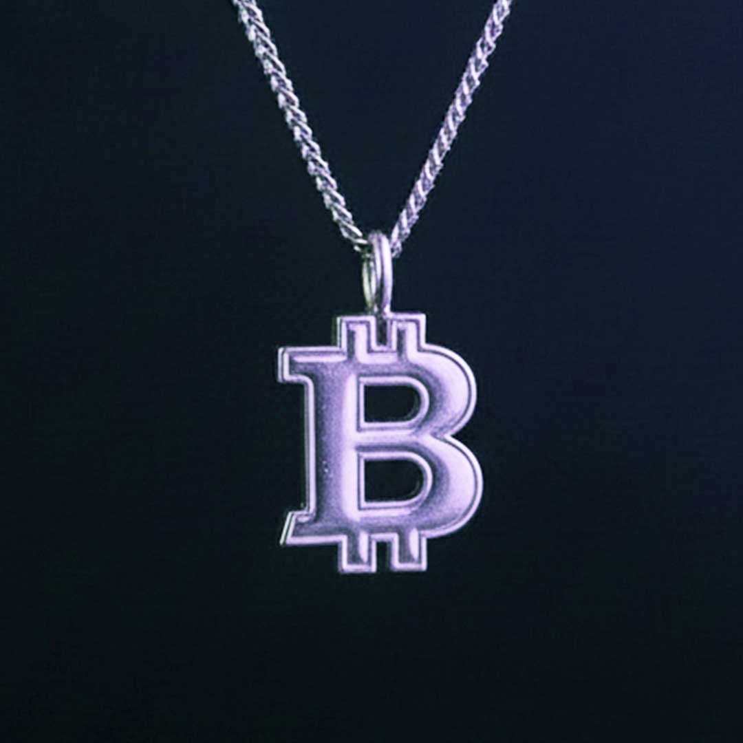 Bitcoin Halskette Silber – Handarbeit vom Schmied